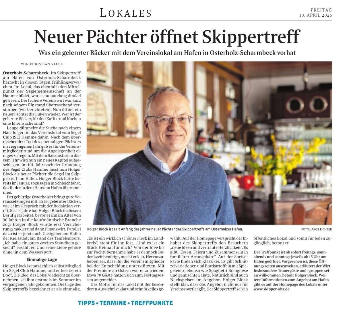 Neuer Pächter öffnet Skippertreff